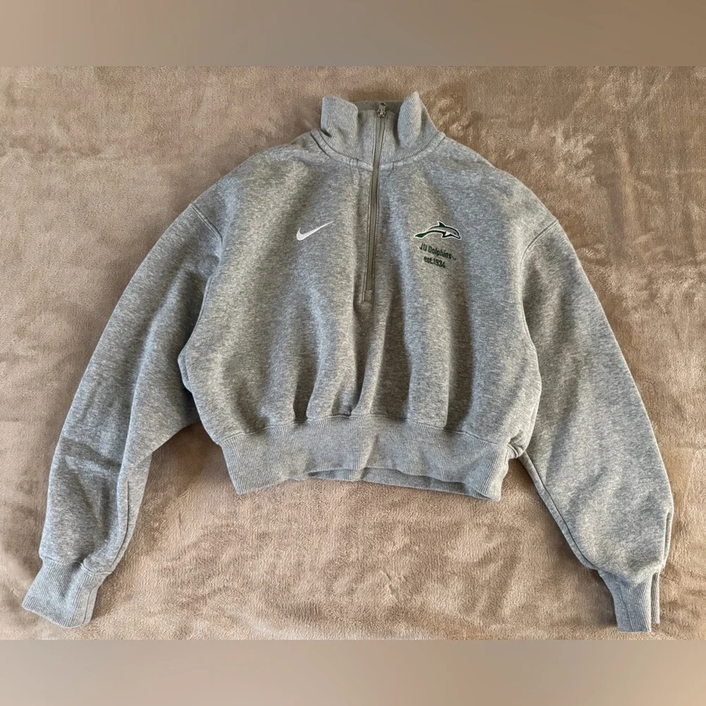 Nike JU Dolphins Cropped Quarter Zip Sweatshirt XS Gray Minimalist Athleisure - Picture 3 of 12
